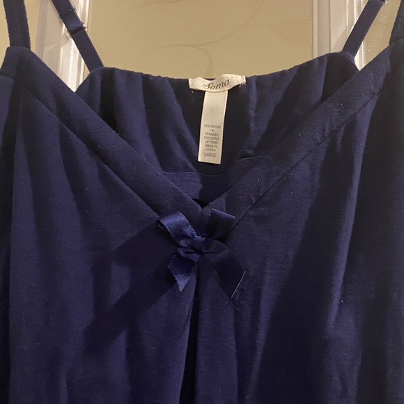 Soma Other - Soma Cool Nights Navy Blue Teddy Nightgown Adjustable Straps Embroidered hemline